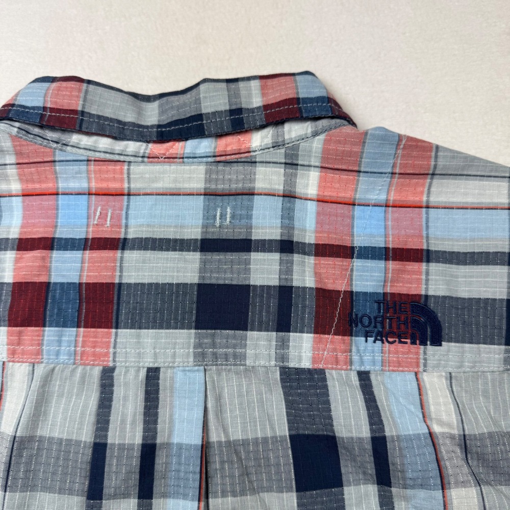 The North Face Men's Plaid Button Shirt L Ripstop‎ Red Blue Outdoor Hiking - Picture 6 of 7